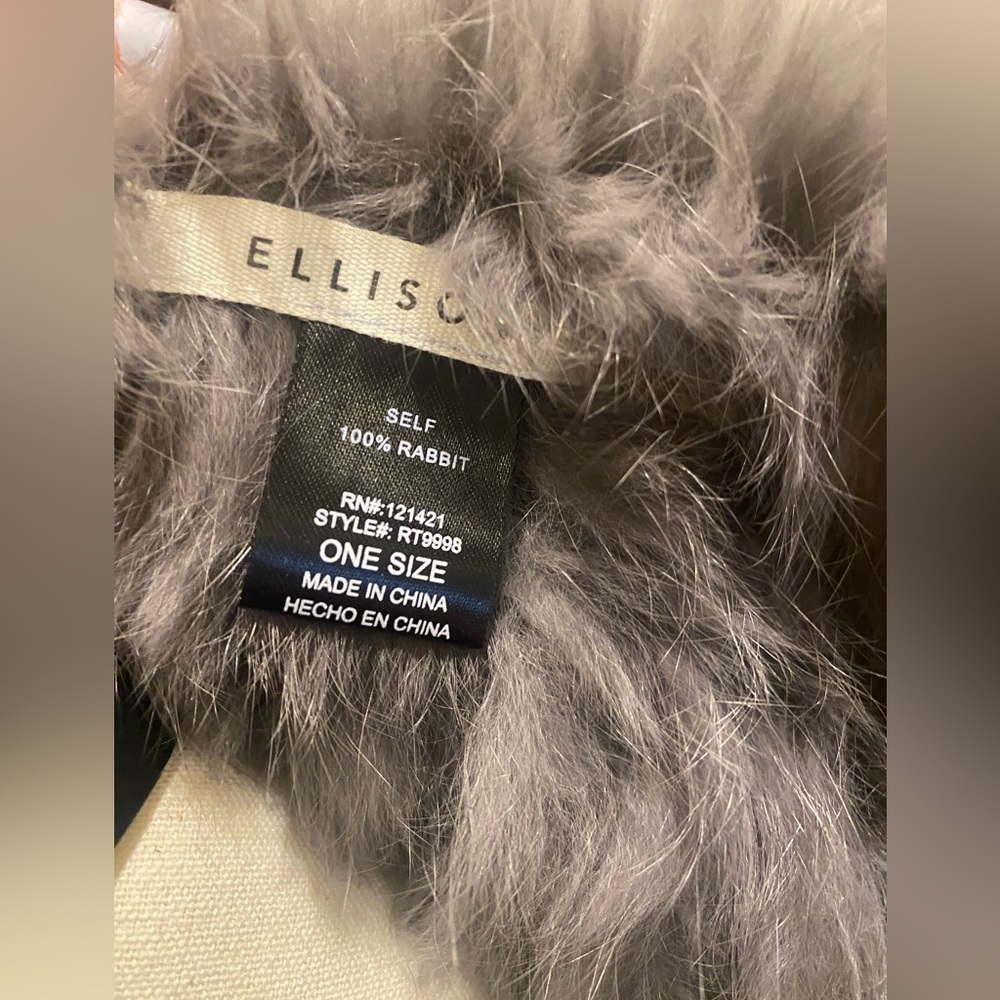 Ellison RARE 💯 Rabbit Fur Grey One Size Blouse NEW - Picture 4 of 4